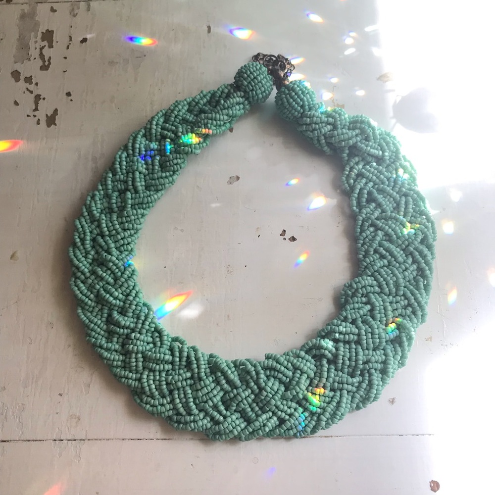 Aqua / Turquoise Chunky Beaded Statement Necklace